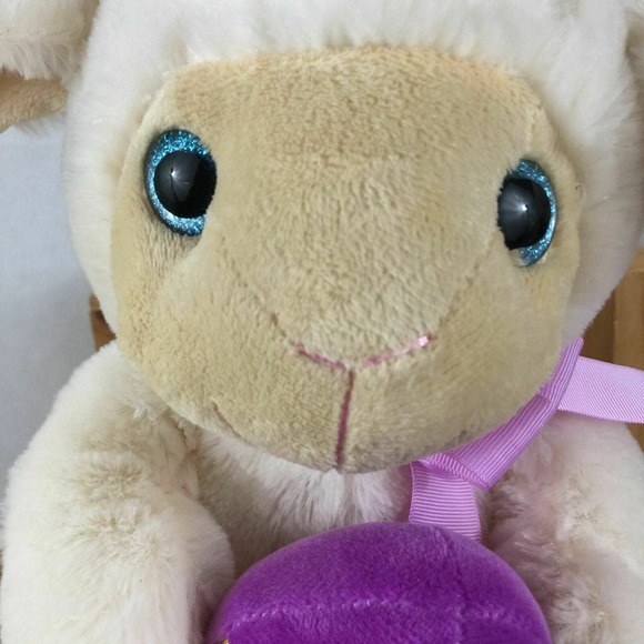 Hugfun Plush Lamb Sheep Blue Eye Bow Easter Egg Stuffed Animal Cuddly Baby Toy - Picture 4 of 9